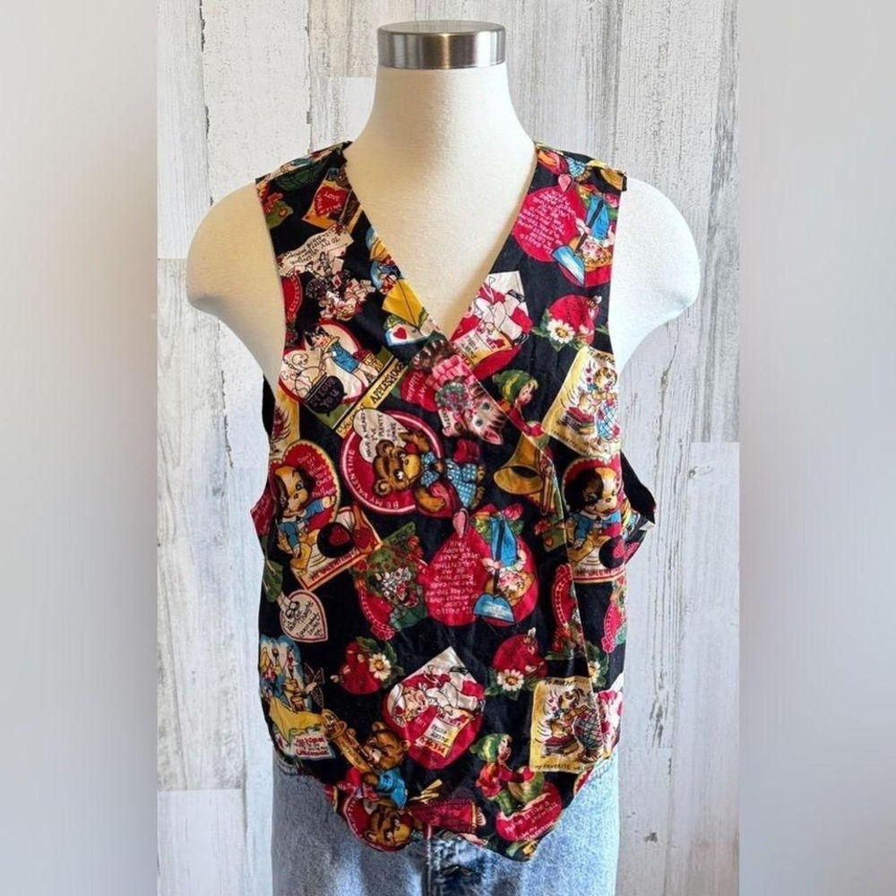 Vintage Valentine's Day Novelty Print Vest handmade‎ large